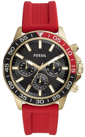 Buy Shop Fossil Bannon Multifunction Black Dial Red Silicone Strap Watch for Men - BQ2499 USA Online