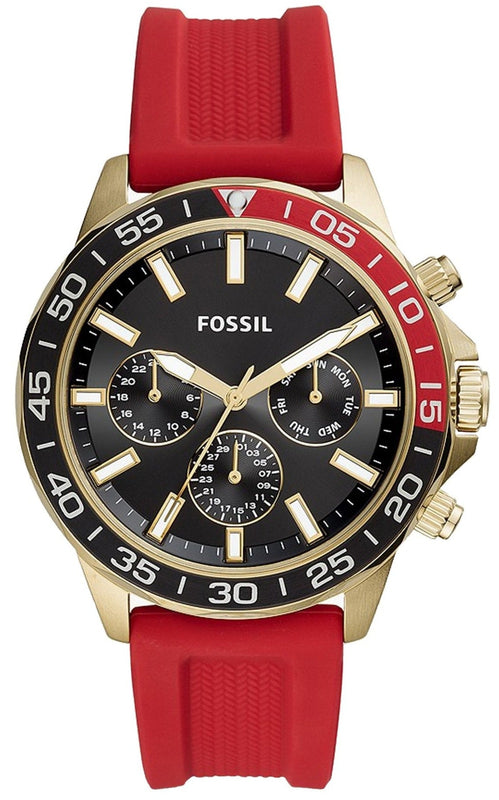 Buy Shop Fossil Bannon Multifunction Black Dial Red Silicone Strap Watch for Men - BQ2499 USA Online