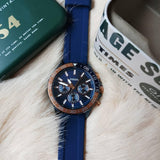 Buy Shop Fossil Bannon Multifunction Blue Dial Blue Silicone Strap Watch for Men - BQ2498 USA Online