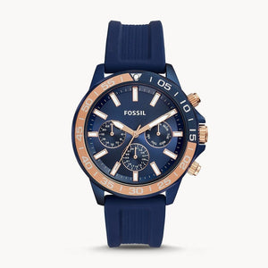 Buy Shop Fossil Bannon Multifunction Blue Dial Blue Silicone Strap Watch for Men - BQ2498 USA Online