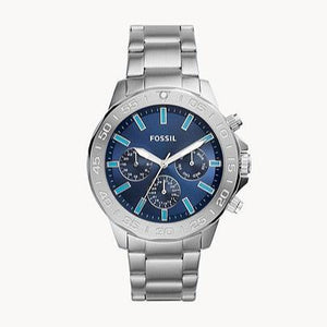 Buy Shop Fossil Bannon Multifunction Blue Dial Silver Steel Strap Watch for Men - BQ2503 USA Online