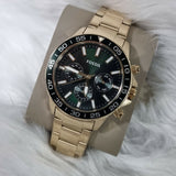 Buy Shop Fossil Bannon Multifunction Chronograph Green Dial Gold Steel Strap Watch for Men - BQ2493 USA Online