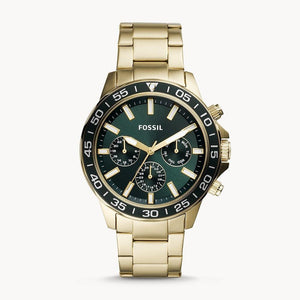 Buy Shop Fossil Bannon Multifunction Chronograph Green Dial Gold Steel Strap Watch for Men - BQ2493 USA Online