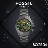 Buy Shop Fossil Bannon Multifunction Chronograph Green Dial Grey Steel Strap Watch for Men - BQ2504 USA Online