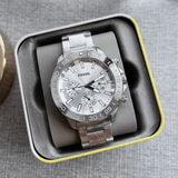 Buy Shop Fossil Bannon Multifunction Chronograph Silver Dial Silver Steel Strap Watch for Men - BQ2490 USA Online