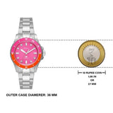 Buy Shop Fossil Blue Dive Analog Pink Dial Silver Steel Strap Watch For Women - ES5351 USA Online