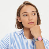 Buy Shop Fossil Blue Dive Analog Pink Dial Silver Steel Strap Watch For Women - ES5351 USA Online