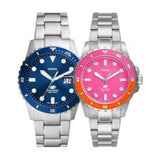 Buy Shop Fossil Blue Dive Analog Pink Dial Silver Steel Strap Watch For Women - ES5351 USA Online