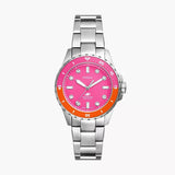 Buy Shop Fossil Blue Dive Analog Pink Dial Silver Steel Strap Watch For Women - ES5351 USA Online