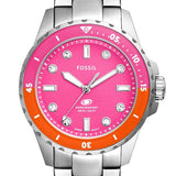 Buy Shop Fossil Blue Dive Analog Pink Dial Silver Steel Strap Watch For Women - ES5351 USA Online