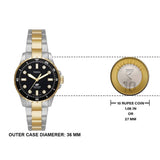 Buy Shop Fossil Blue Dive Three Hand Black Dial Two Tone Steel Strap Watch For Women - ES5349 USA Online