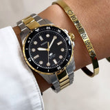 Buy Shop Fossil Blue Dive Three Hand Black Dial Two Tone Steel Strap Watch For Women - ES5349 USA Online