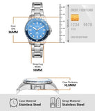 Buy Shop Fossil Blue Dive Three Hand Blue Dial Silver Steel Strap Watch For Women - ES5353 USA Online