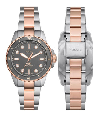 Buy Shop Fossil Blue Dive Three Hand Gray Dial Two Tone Steel Strap Watch For Women - ES5348 USA Online