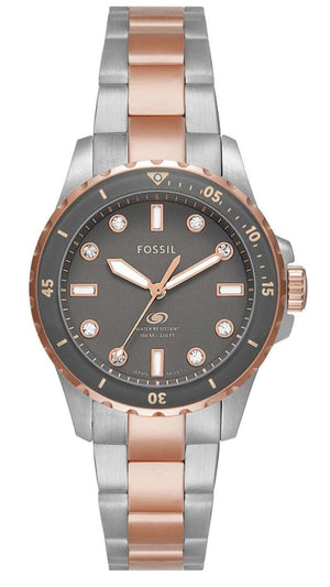Buy Shop Fossil Blue Dive Three Hand Gray Dial Two Tone Steel Strap Watch For Women - ES5348 USA Online