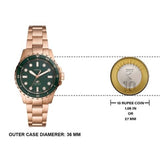 Buy Shop Fossil Blue Dive Three Hand Green Dial Rose Gold Steel Strap Watch For Women - ES5371 USA Online
