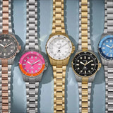 Buy Shop Fossil Blue Dive Three Hand Green Dial Rose Gold Steel Strap Watch For Women - ES5371 USA Online