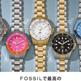 Buy Shop Fossil Blue Dive Three Hand White Dial Gold Steel Strap Watch For Women - ES5350 USA Online