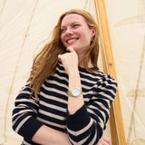 Buy Shop Fossil Blue Dive Three Hand White Dial Gold Steel Strap Watch For Women - ES5350 USA Online