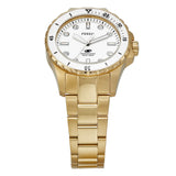 Buy Shop Fossil Blue Dive Three Hand White Dial Gold Steel Strap Watch For Women - ES5350 USA Online