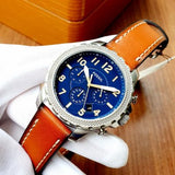 Buy Shop Fossil Bowman Chronograph Blue Dial Brown Leather Strap Watch for Men - FS5602 USA Online