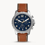 Buy Shop Fossil Bowman Chronograph Blue Dial Brown Leather Strap Watch for Men - FS5602 USA Online