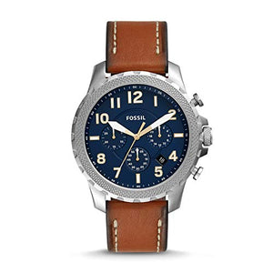 Buy Shop Fossil Bowman Chronograph Blue Dial Brown Leather Strap Watch for Men - FS5602 USA Online