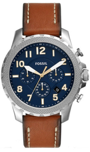 Buy Shop Fossil Bowman Chronograph Blue Dial Brown Leather Strap Watch for Men - FS5602 USA Online