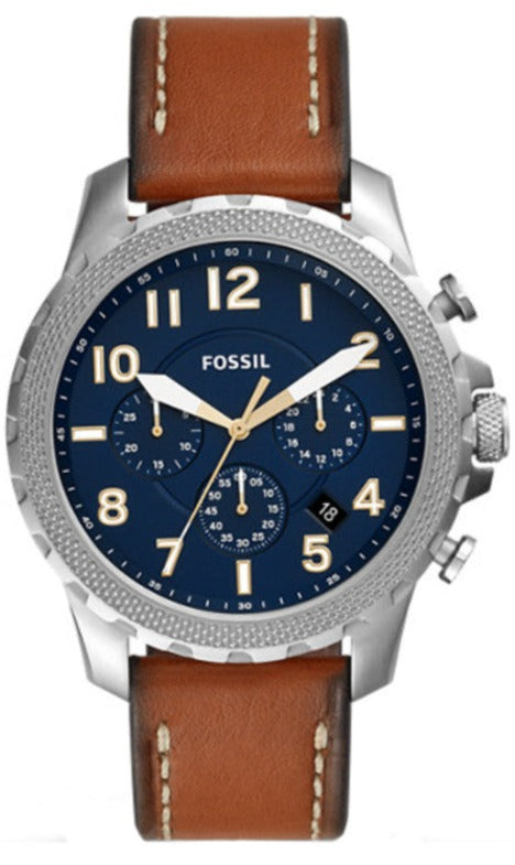 Buy Shop Fossil Bowman Chronograph Blue Dial Brown Leather Strap Watch for Men - FS5602 USA Online