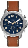 Buy Shop Fossil Bowman Chronograph Blue Dial Brown Leather Strap Watch for Men - FS5602 USA Online