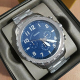 Buy Shop Fossil Bowman Chronograph Blue Dial Silver Steel Strap Watch for Men - FS5604 USA Online