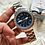 Buy Shop Fossil Bowman Chronograph Blue Dial Silver Steel Strap Watch for Men - FS5604 USA Online