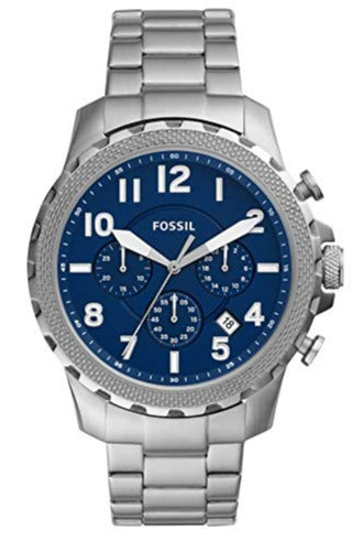Buy Shop Fossil Bowman Chronograph Blue Dial Silver Steel Strap Watch for Men - FS5604 USA Online