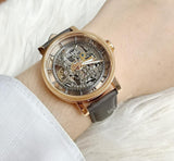 Buy Shop Fossil Boyfriend Automatic Skeleton Grey Dial Grey Leather Strap Watch for Women - ME3089 USA Online