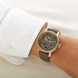 Buy Shop Fossil Boyfriend Automatic Skeleton Grey Dial Grey Leather Strap Watch for Women - ME3089 USA Online