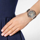 Buy Shop Fossil Boyfriend Automatic Skeleton Grey Dial Grey Leather Strap Watch for Women - ME3089 USA Online