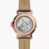 Buy Shop Fossil Boyfriend Automatic Skeleton Grey Dial Grey Leather Strap Watch for Women - ME3089 USA Online