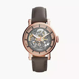 Buy Shop Fossil Boyfriend Automatic Skeleton Grey Dial Grey Leather Strap Watch for Women - ME3089 USA Online