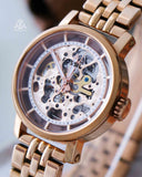 Buy Shop Fossil Boyfriend Automatic Skeleton Rose Gold Dial Rose Gold Steel Strap Watch for Women - ME3065 USA Online