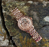 Buy Shop Fossil Boyfriend Automatic Skeleton Rose Gold Dial Rose Gold Steel Strap Watch for Women - ME3065 USA Online