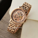 Buy Shop Fossil Boyfriend Automatic Skeleton Rose Gold Dial Rose Gold Steel Strap Watch for Women - ME3065 USA Online