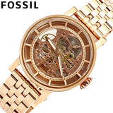 Buy Shop Fossil Boyfriend Automatic Skeleton Rose Gold Dial Rose Gold Steel Strap Watch for Women - ME3065 USA Online