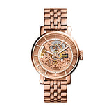 Buy Shop Fossil Boyfriend Automatic Skeleton Rose Gold Dial Rose Gold Steel Strap Watch for Women - ME3065 USA Online