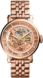 Buy Shop Fossil Boyfriend Automatic Skeleton Rose Gold Dial Rose Gold Steel Strap Watch for Women - ME3065 USA Online
