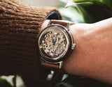 Buy Shop Fossil Boyfriend Automatic Skeleton Silver Dial Brown Leather Strap Watch for Women - ME3109 USA Online