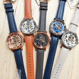 Buy Shop Fossil Boyfriend Automatic Skeleton Silver Dial Brown Leather Strap Watch for Women - ME3109 USA Online
