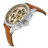 Buy Shop Fossil Boyfriend Automatic Skeleton Silver Dial Brown Leather Strap Watch for Women - ME3109 USA Online