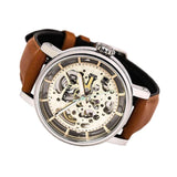 Buy Shop Fossil Boyfriend Automatic Skeleton Silver Dial Brown Leather Strap Watch for Women - ME3109 USA Online