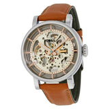 Buy Shop Fossil Boyfriend Automatic Skeleton Silver Dial Brown Leather Strap Watch for Women - ME3109 USA Online