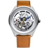 Buy Shop Fossil Boyfriend Automatic Skeleton Silver Dial Brown Leather Strap Watch for Women - ME3109 USA Online